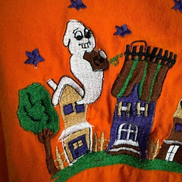 Vintage Halloween Haunted House 100% Cotton Long Sleeve Top Size M - Picture 6 of 7